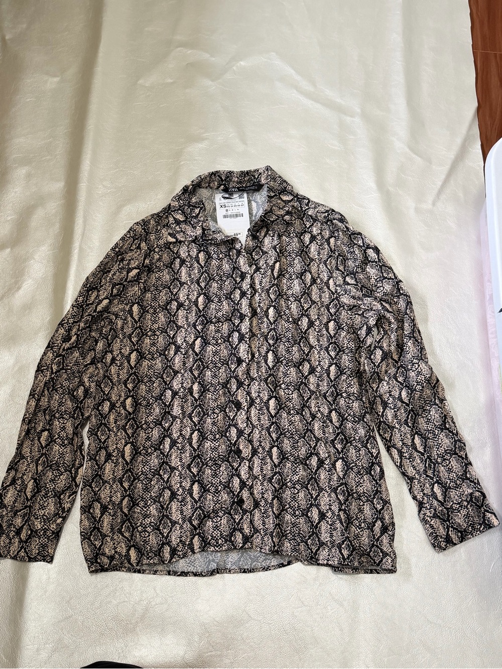Zara Animal Print Button-Down Shirt - Black & Cream